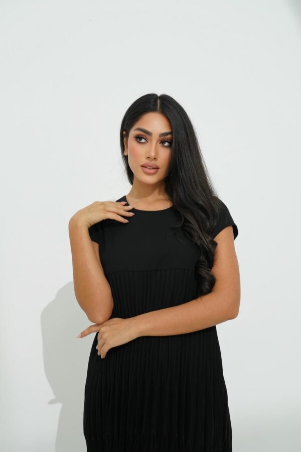 IMG_0936 Pleated Crepe Dress with Crystal Stones