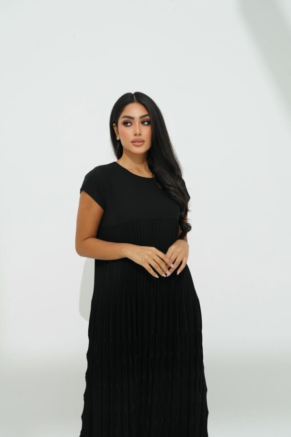 IMG_0937 Pleated Crepe Dress with Crystal Stones