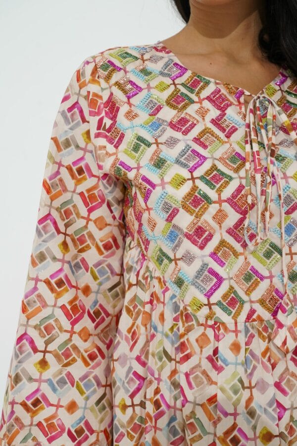 DSC090631 A graceful cotton dress with delicate beadwork