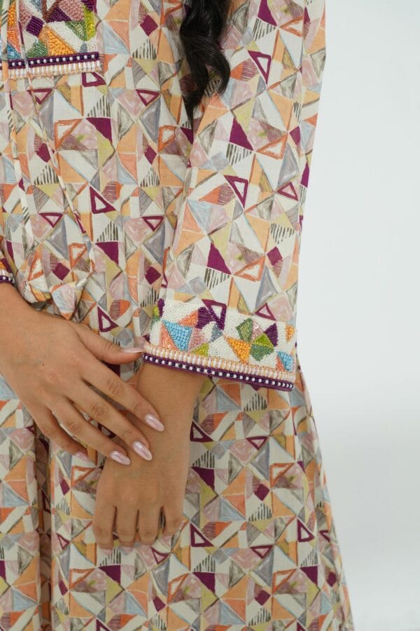 DSC092971 Cotton Jalabiya with Exquisite Beadwork